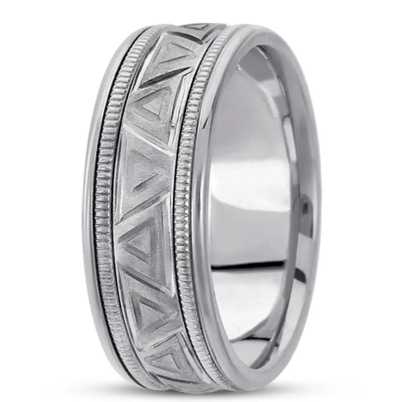 10K white gold 8mm. satin hand-made-modern-wedding-band - main view