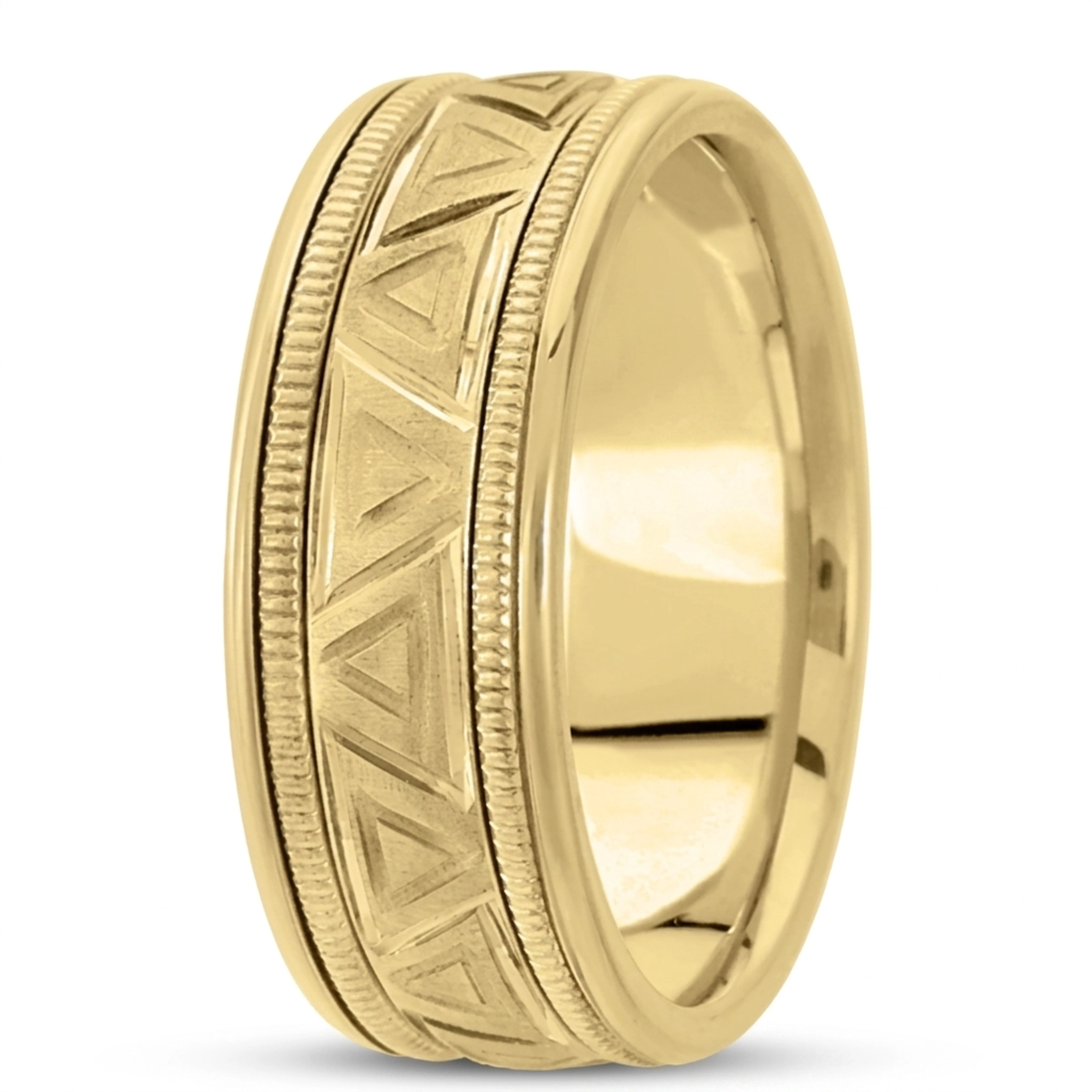 10K yellow gold 8mm. satin hand-made-modern-wedding-band - alternate view 2