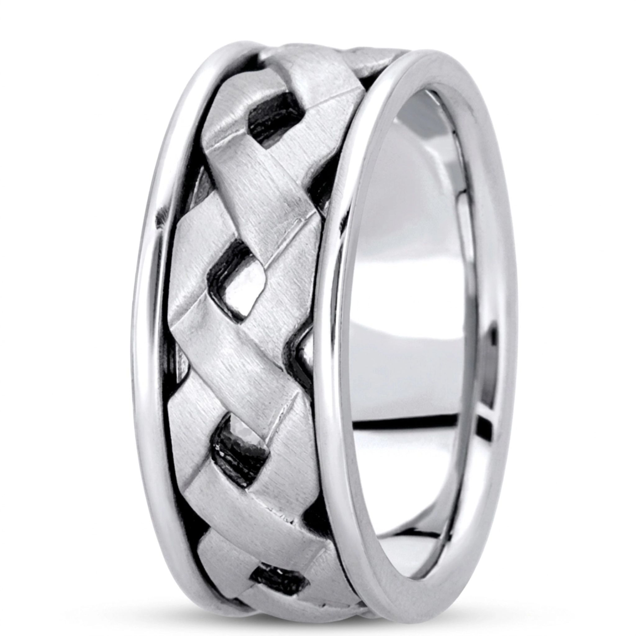 10K white gold 9mm. same as picture hand-made-contemporary-wedding-band - main view