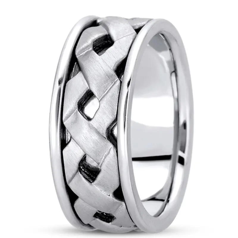 10K white gold 9mm. same as picture hand-made-contemporary-wedding-band - main view