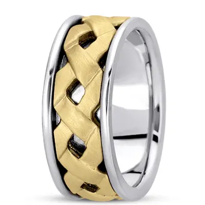 10K white-yellow-white gold 9mm. same as picture hand-made-contemporary-wedding-band - alternate view 3 thumbnail