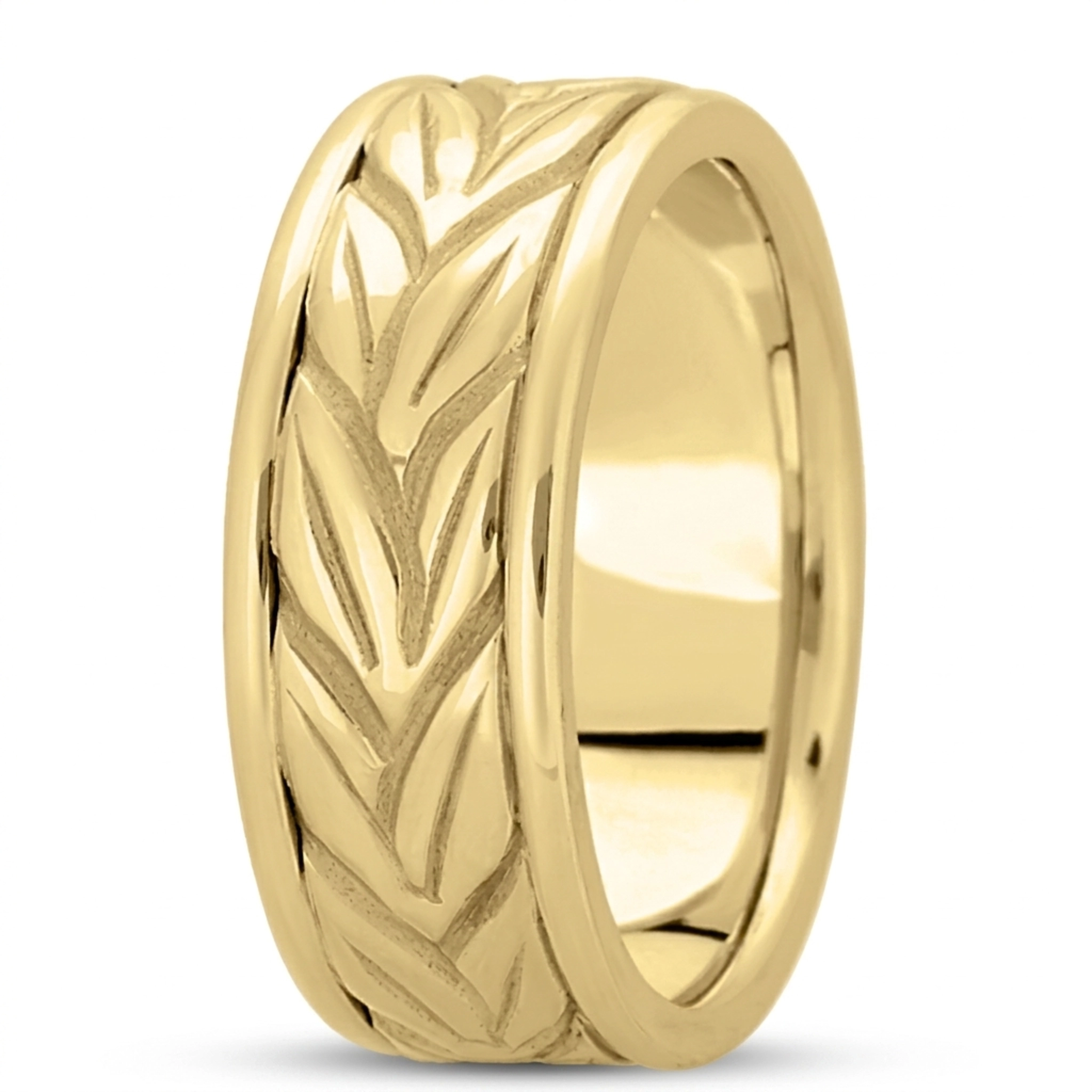 10K yellow gold 8mm. high polish hand-made-antique-wedding-band - alternate view 4