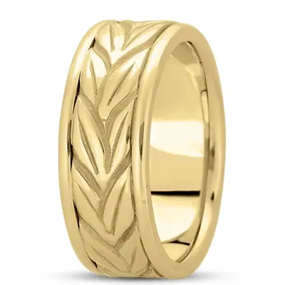 10K yellow gold 8mm. high polish hand-made-antique-wedding-band - alternate view 4 thumbnail