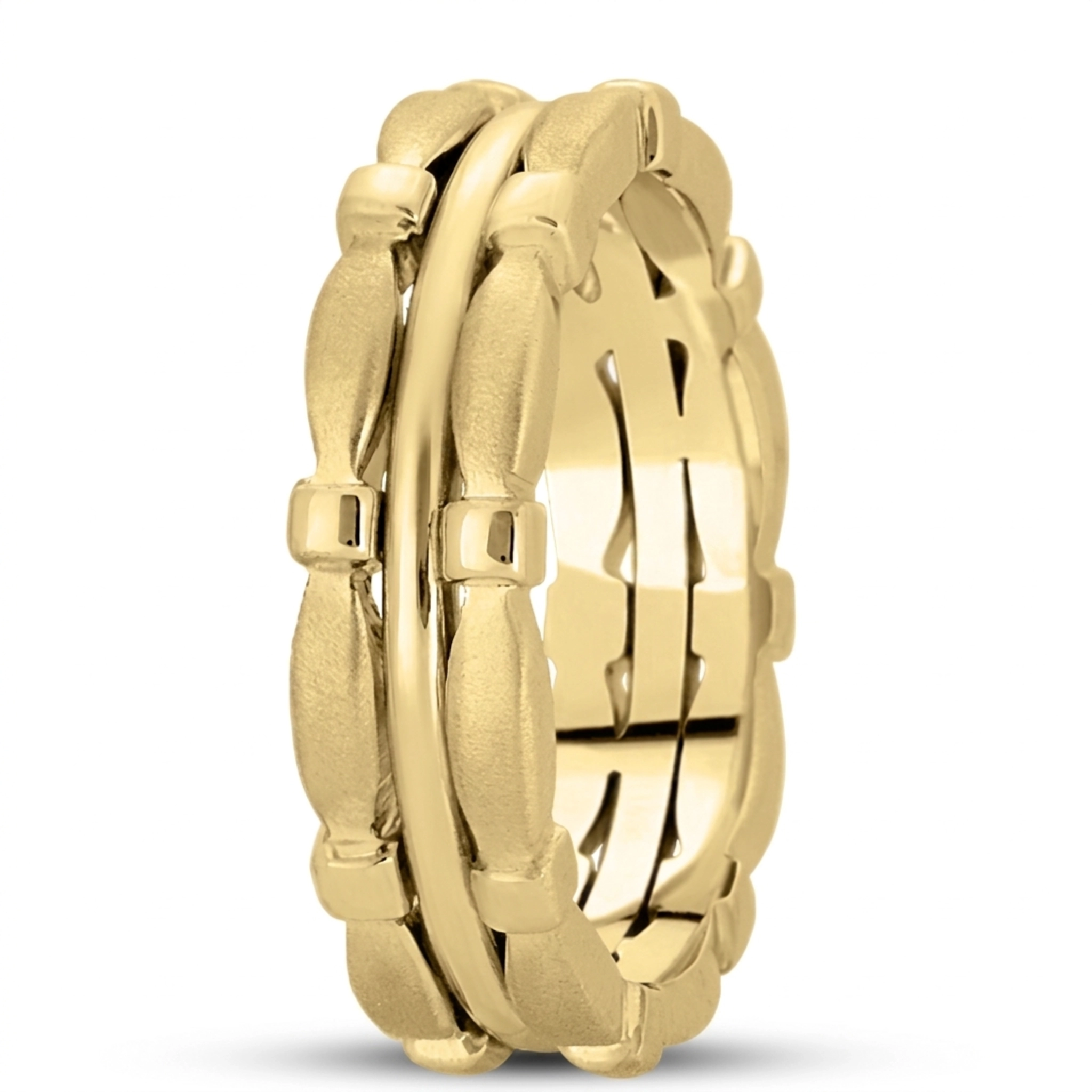 10K yellow gold 6mm. satin hand-made-contemporary-wedding-band - alternate view 3