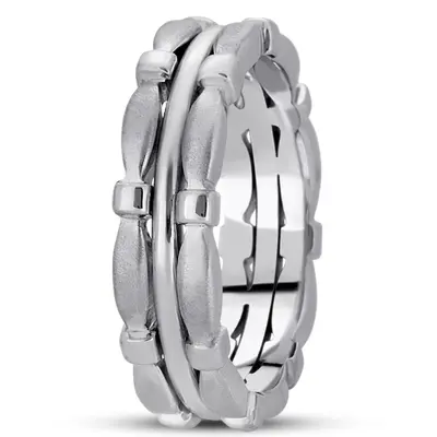 10K white gold 6mm. satin hand-made-contemporary-wedding-band - alternate view 2 thumbnail