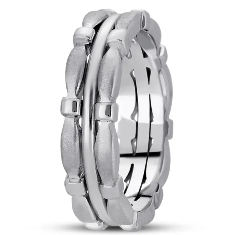 14K white gold 6mm. satin hand-made-contemporary-wedding-band - alternate view 2