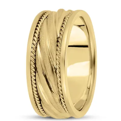 10K yellow gold 8.5mm. satin hand-made-hand-woven-wedding-band - alternate view 4 thumbnail