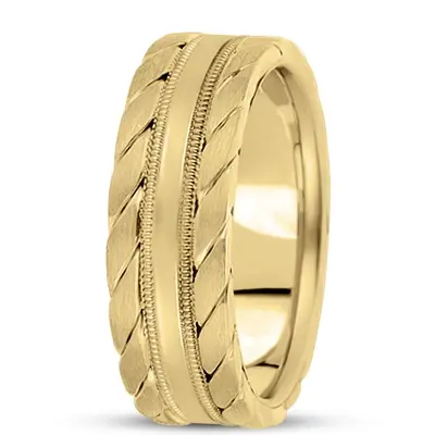 10K yellow gold 7.5mm. satin hand-made-hand-woven-wedding-band - alternate view 3 thumbnail