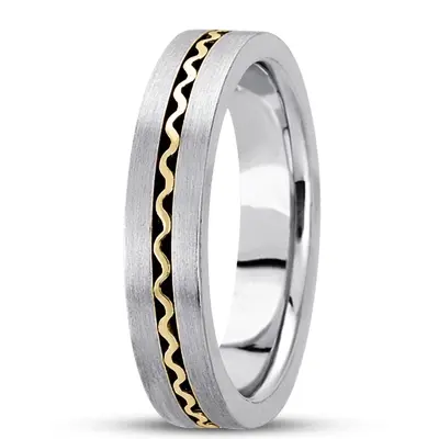 Modern Flat Handmade Wedding Ring 