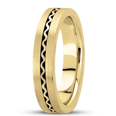 10K yellow gold 5mm. satin hand-made-contemporary-wedding-band - alternate view 2 thumbnail