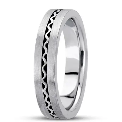10K white gold 5mm. satin hand-made-contemporary-wedding-band - alternate view 3 thumbnail