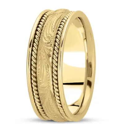 10K yellow gold 8.5mm. high polish hand-made-antique-wedding-band - alternate view 2 thumbnail