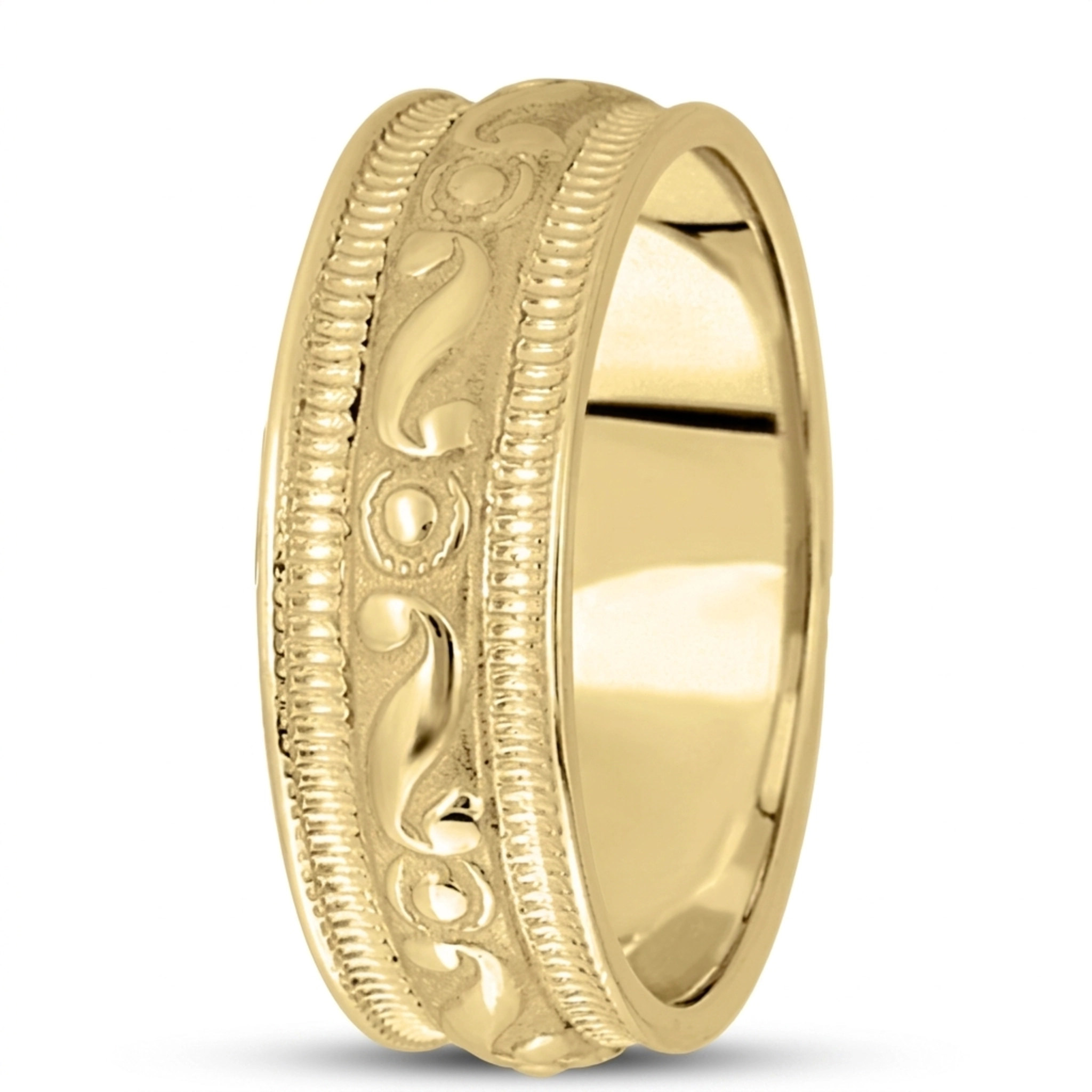 10K yellow gold 7.5mm. satin hand-made-antique-wedding-band - alternate view 2