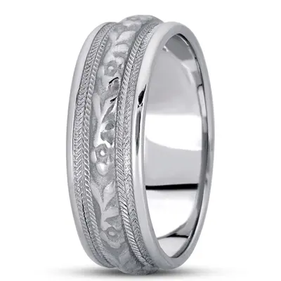 10K white gold 7mm. satin hand-made-antique-wedding-band - main view thumbnail
