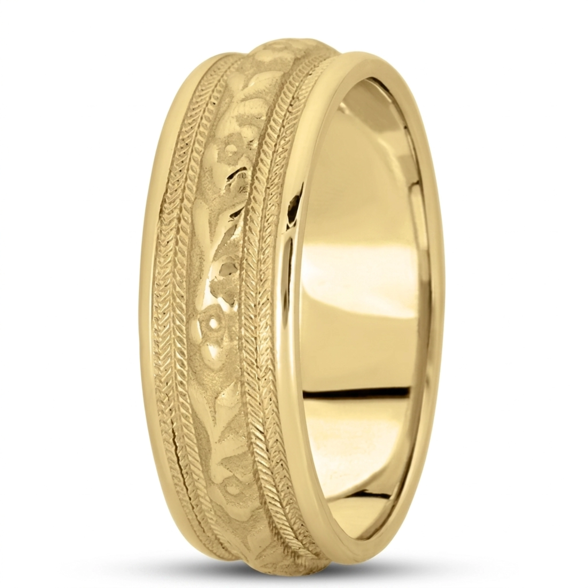10K yellow gold 7mm. satin hand-made-antique-wedding-band - alternate view 3