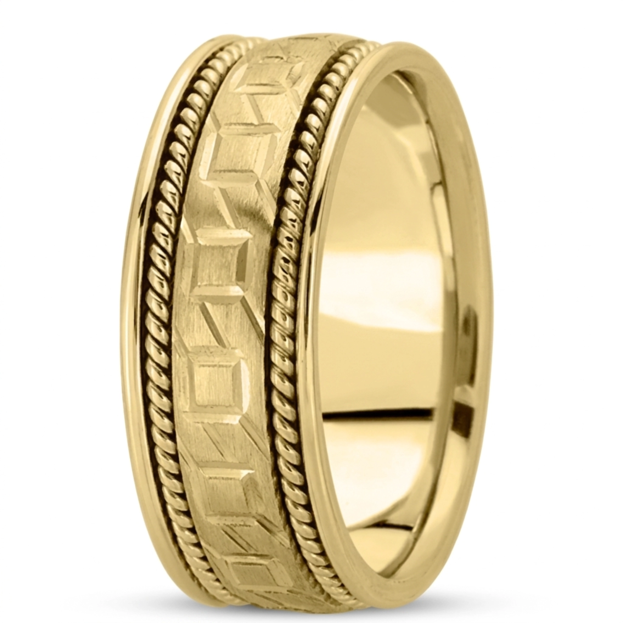 10K yellow gold 8mm. satin hand-made-modern-wedding-band - main view