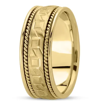 10K yellow gold 8mm. satin hand-made-modern-wedding-band - main view thumbnail