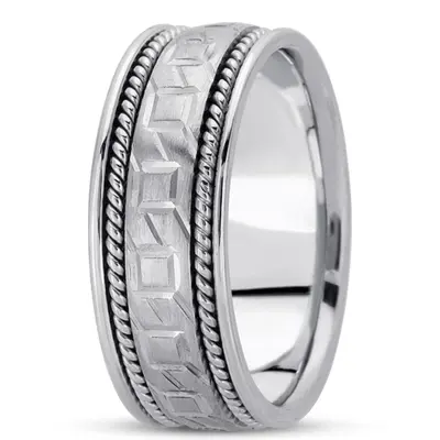 10K white gold 8mm. satin hand-made-modern-wedding-band - alternate view 3 thumbnail