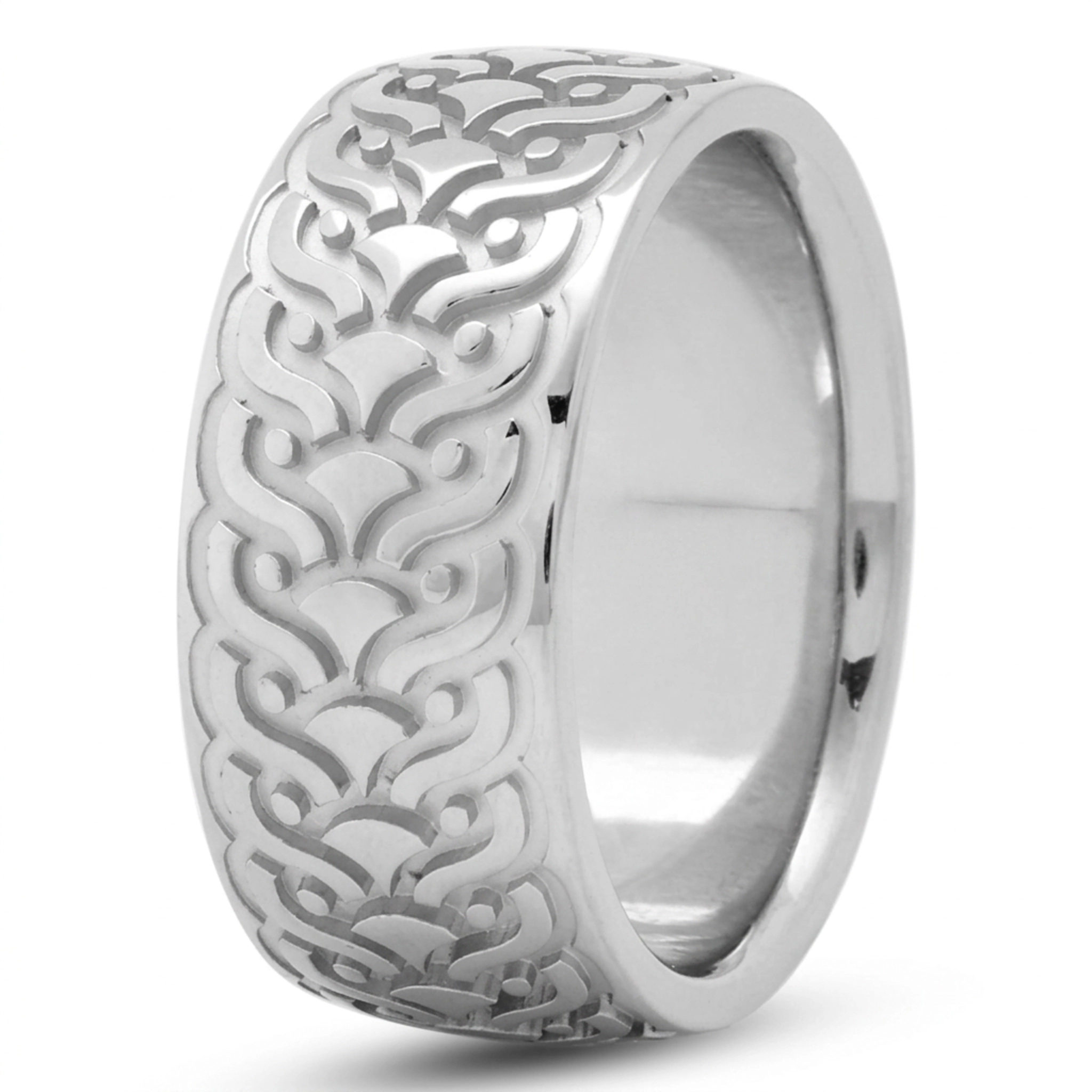 10K white gold 9.5mm. same as picture infinite-pattern-fancy-wedding-band - alternate view 4
