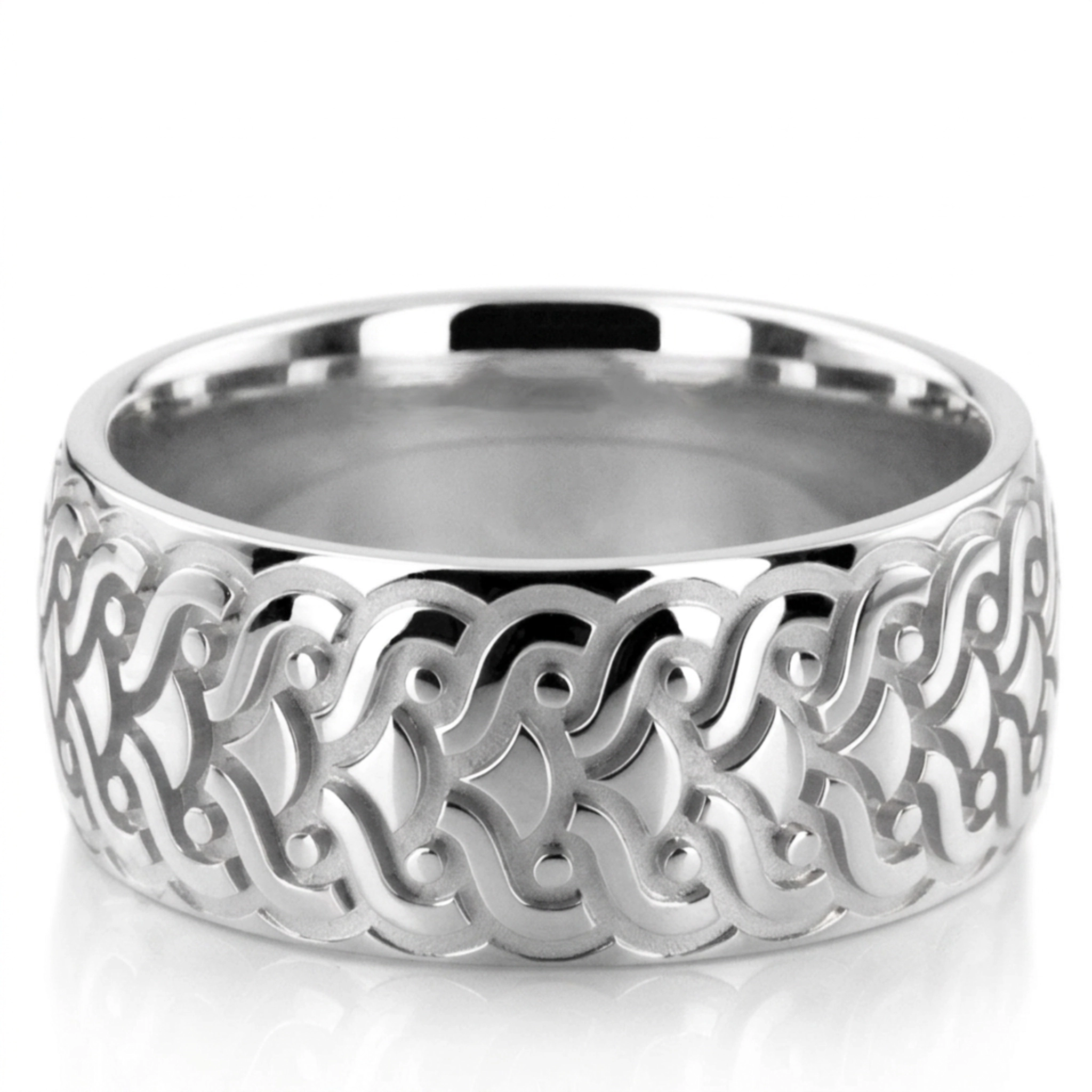 10K white gold 9.5mm. same as picture infinite-pattern-fancy-wedding-band - alternate view 2