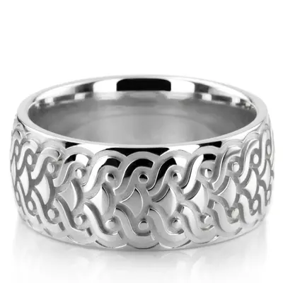 10K white gold 9.5mm. same as picture infinite-pattern-fancy-wedding-band - alternate view 2 thumbnail