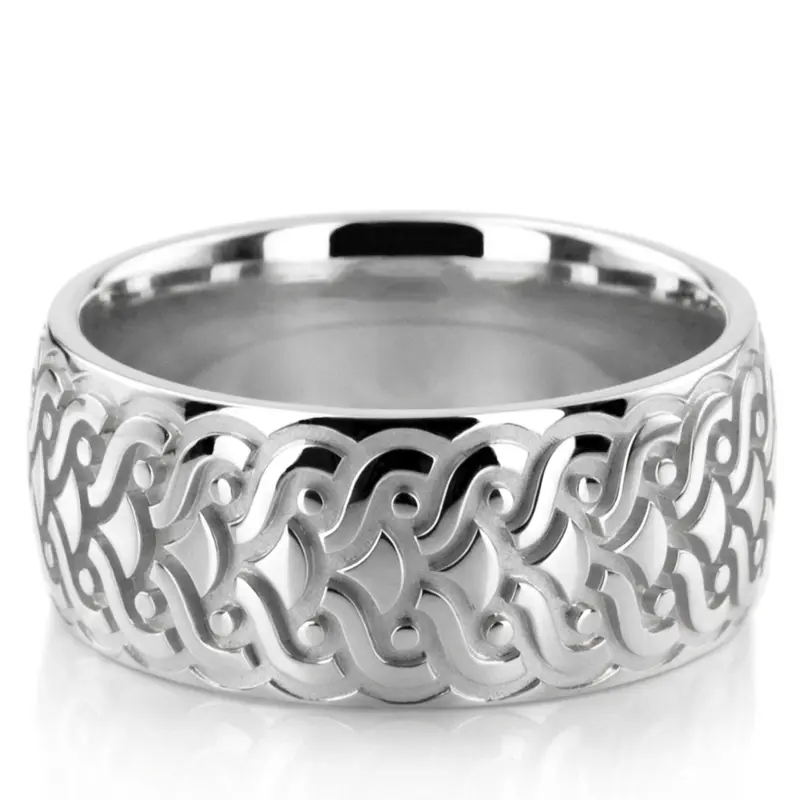 14K white gold 9.5mm. same as picture infinite-pattern-fancy-wedding-band - alternate view 2