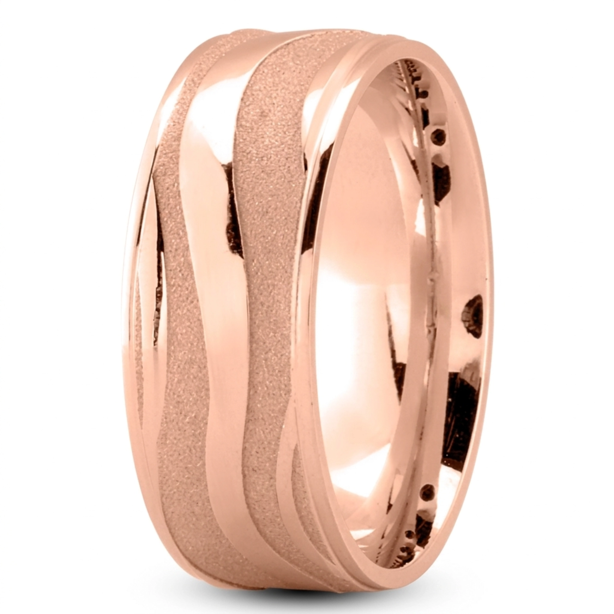 10K pink gold 8mm. high polish Wavy-Cut-Alluring-Wedding-Band - alternate view 3