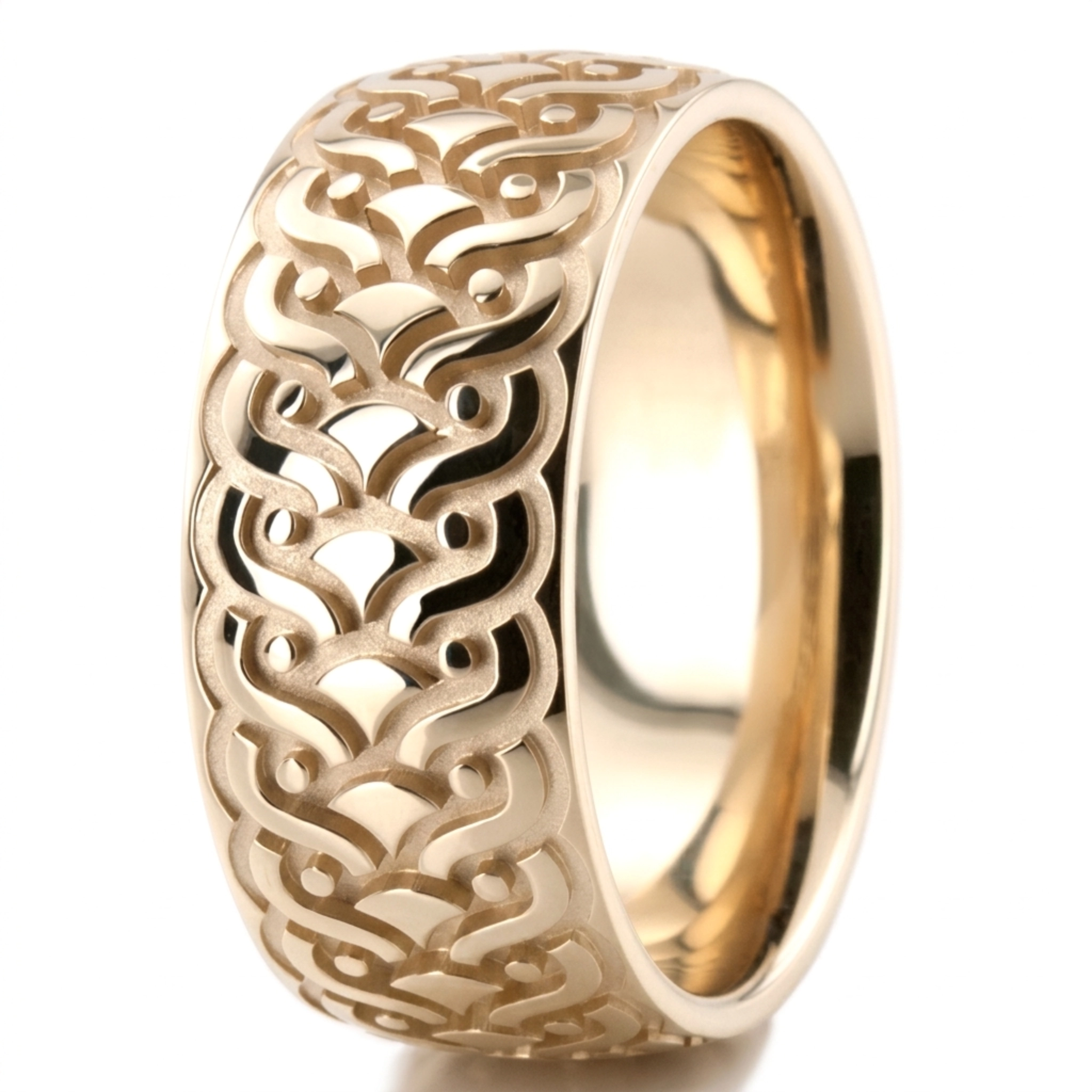 10K yellow gold 9.5mm. same as picture infinite-pattern-fancy-wedding-band - alternate view 3