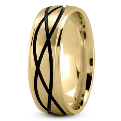 10K yellow gold 7mm. satin Exclusive-Carved-Wedding-Ring - alternate view 3 thumbnail