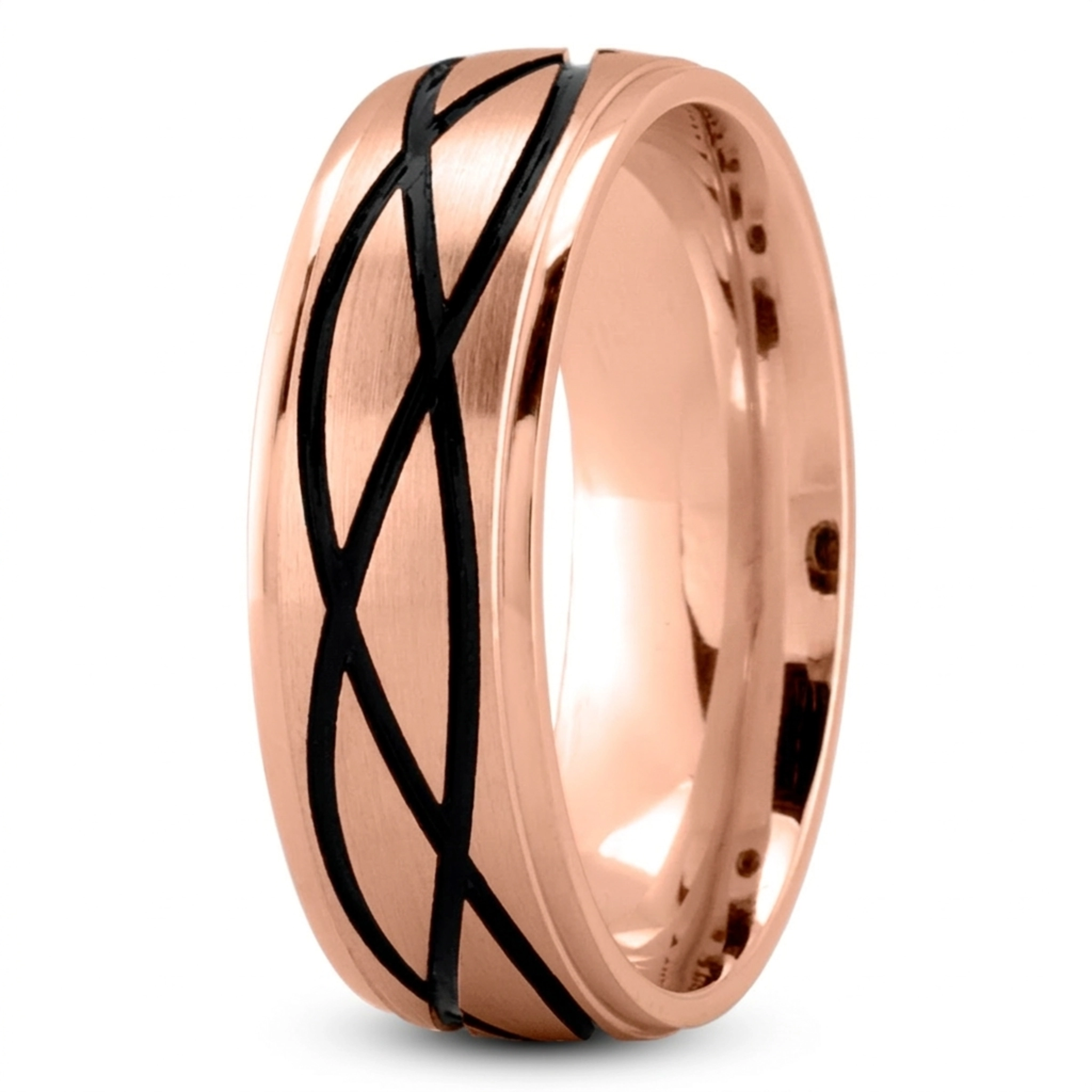 10K pink gold 7mm. satin Exclusive-Carved-Wedding-Ring - alternate view 4