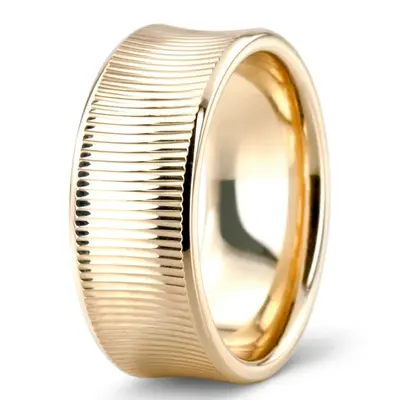 10K yellow gold 8mm. high polish Concave-Lined-Fancy-Wedding-Band - alternate view 5 thumbnail