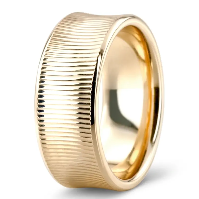 10K yellow gold 8mm. high polish Concave-Lined-Fancy-Wedding-Band - alternate view 5