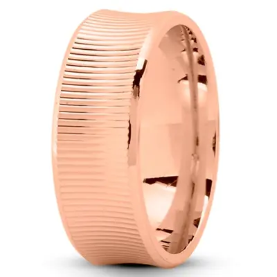 10K pink gold 8mm. high polish Concave-Lined-Fancy-Wedding-Band - alternate view 6 thumbnail