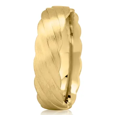 Diagonally Carved Designer Wedding Band 