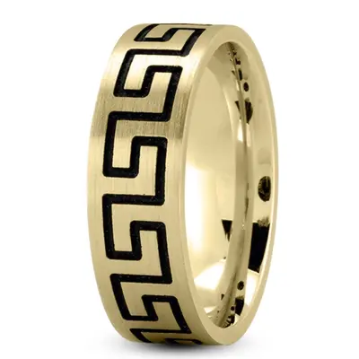 10K yellow gold 7mm. satin Flat-Greek-Key-Wedding-Band - alternate view 2 thumbnail