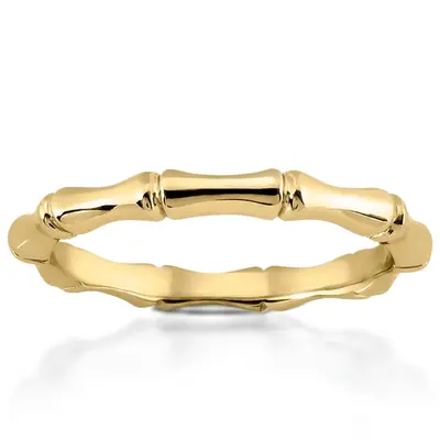 14K white gold Low-Profile Gold Bamboo Wedding Band for Daily Wear - alternate view 4 thumbnail