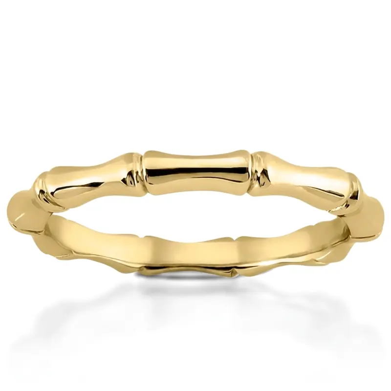 14K white gold Low-Profile Gold Bamboo Wedding Band for Daily Wear - alternate view 4