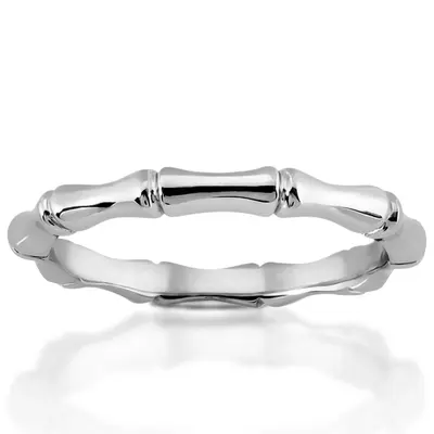 14K white gold Low-Profile Gold Bamboo Wedding Band for Daily Wear - alternate view 5 thumbnail