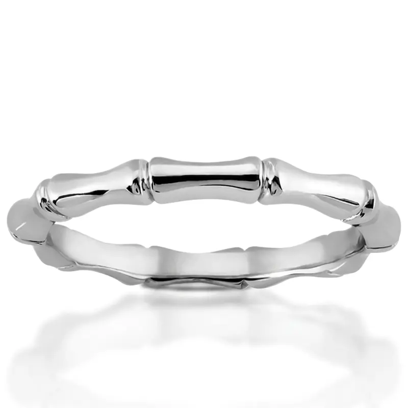 14K white gold Low-Profile Gold Bamboo Wedding Band for Daily Wear - alternate view 5