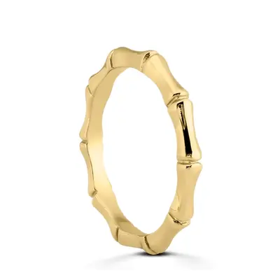 14K white gold Low-Profile Gold Bamboo Wedding Band for Daily Wear - alternate view 6 thumbnail