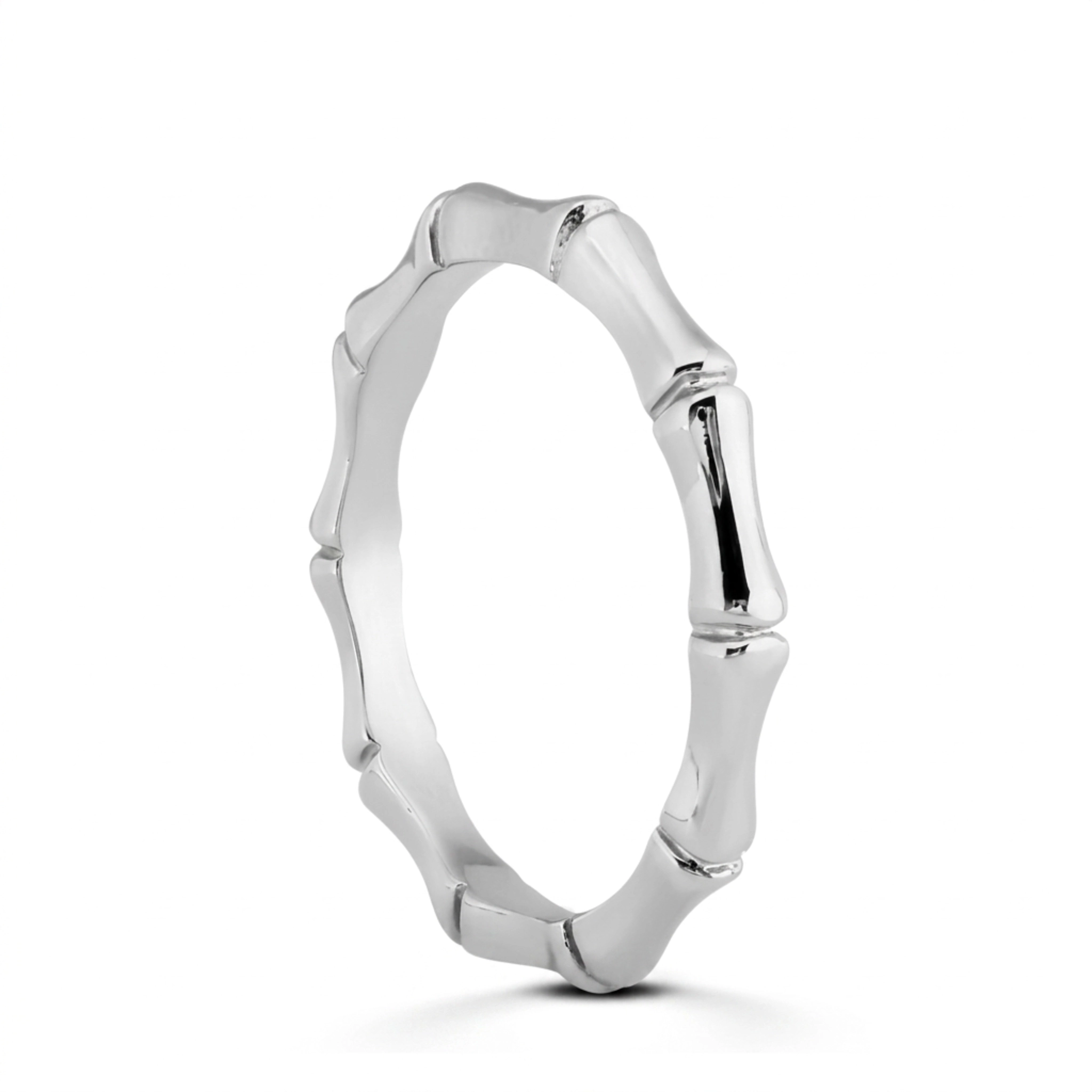 14K white gold Low-Profile Gold Bamboo Wedding Band for Daily Wear - alternate view 7