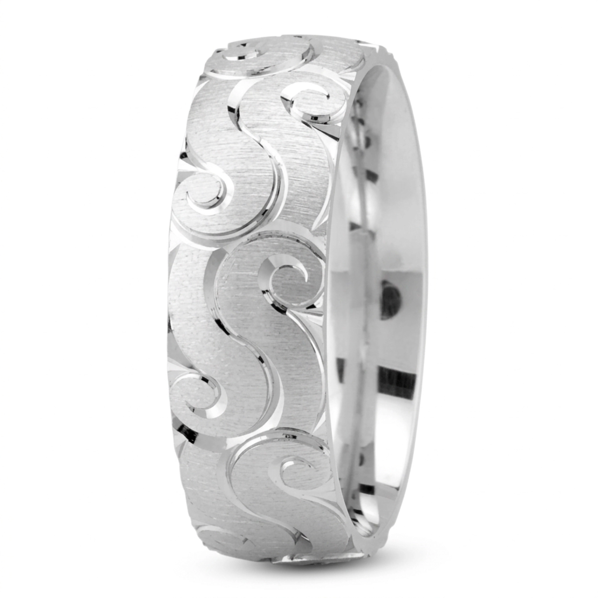 10K white gold 7mm. cross satin Captivating-Incised-Wedding-Band - main view