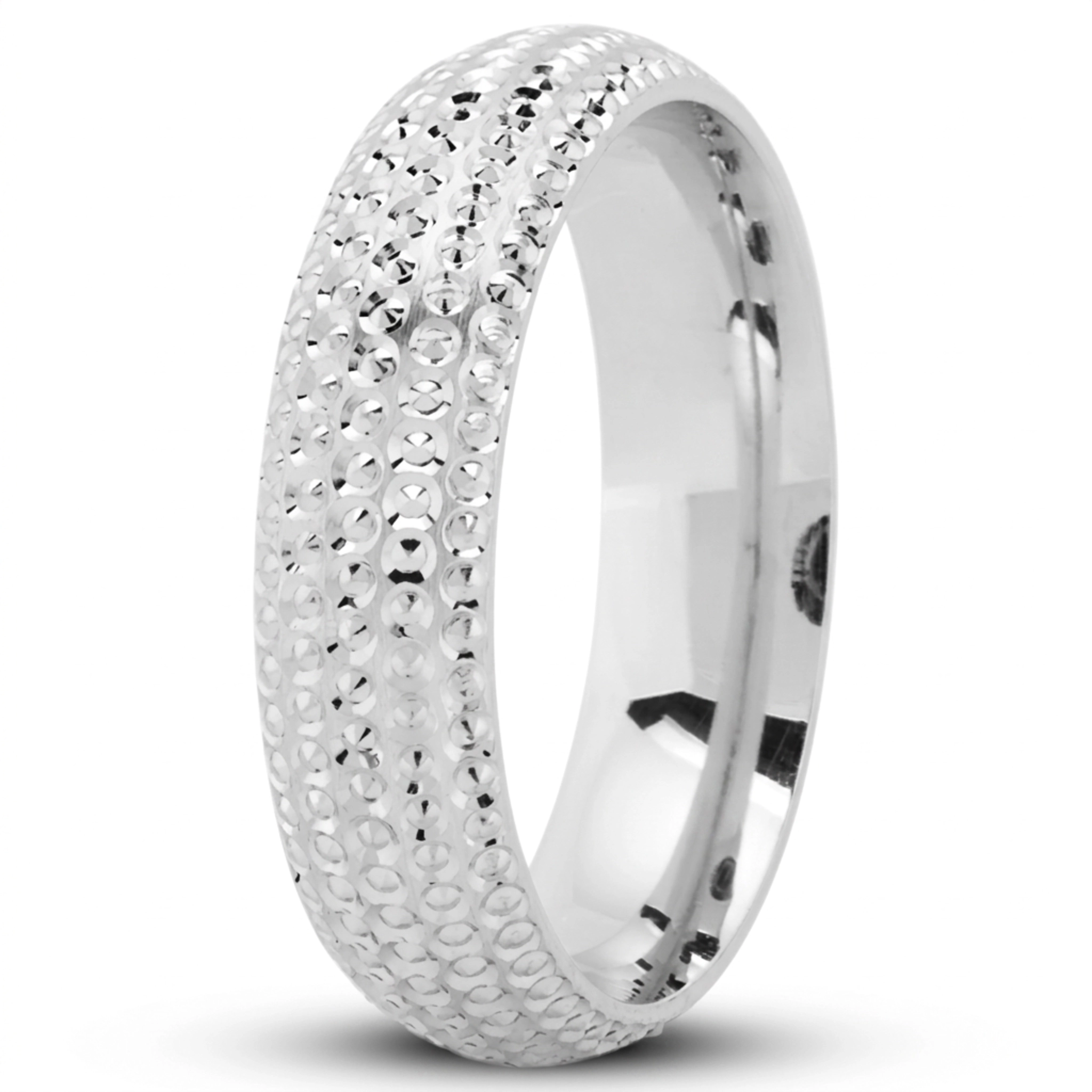 10K white gold 5mm. high polish Incised-Round-Wedding-Ring - alternate view 3