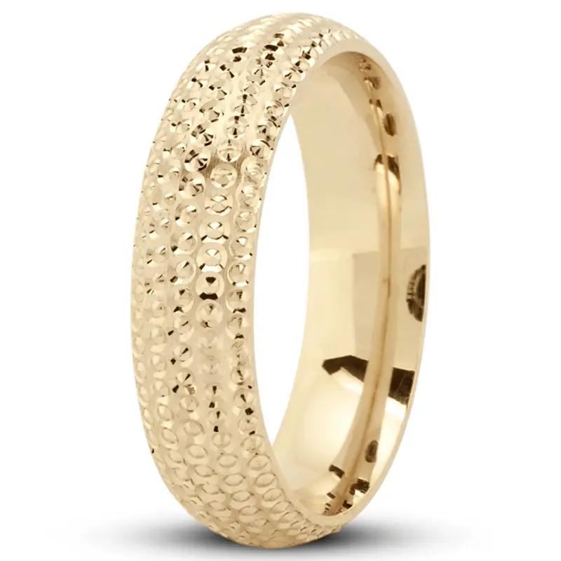 10K yellow gold 5mm. high polish Incised-Round-Wedding-Ring - alternate view 4