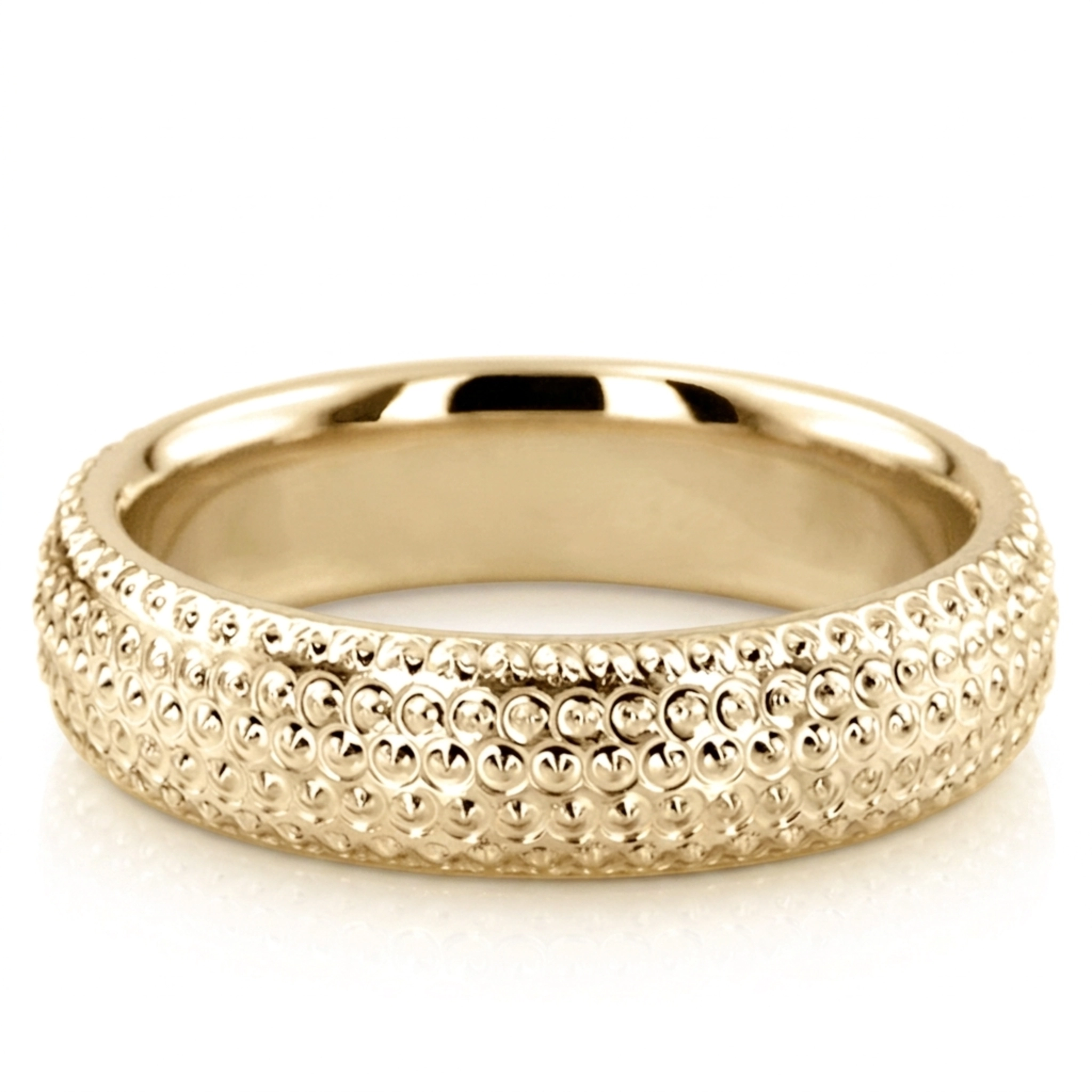 10K yellow gold 5mm. high polish Incised-Round-Wedding-Ring - alternate view 2