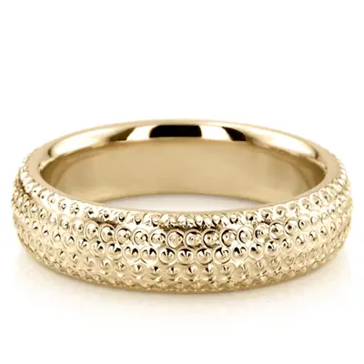 10K yellow gold 5mm. high polish Incised-Round-Wedding-Ring - alternate view 2 thumbnail