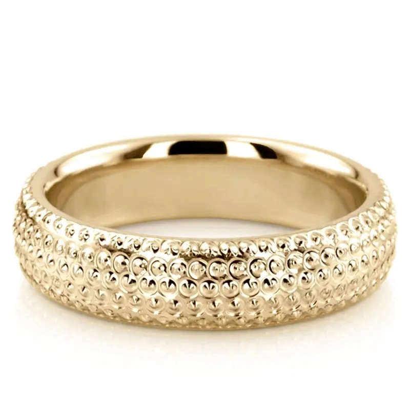 10K yellow gold 5mm. high polish Incised-Round-Wedding-Ring - alternate view 2