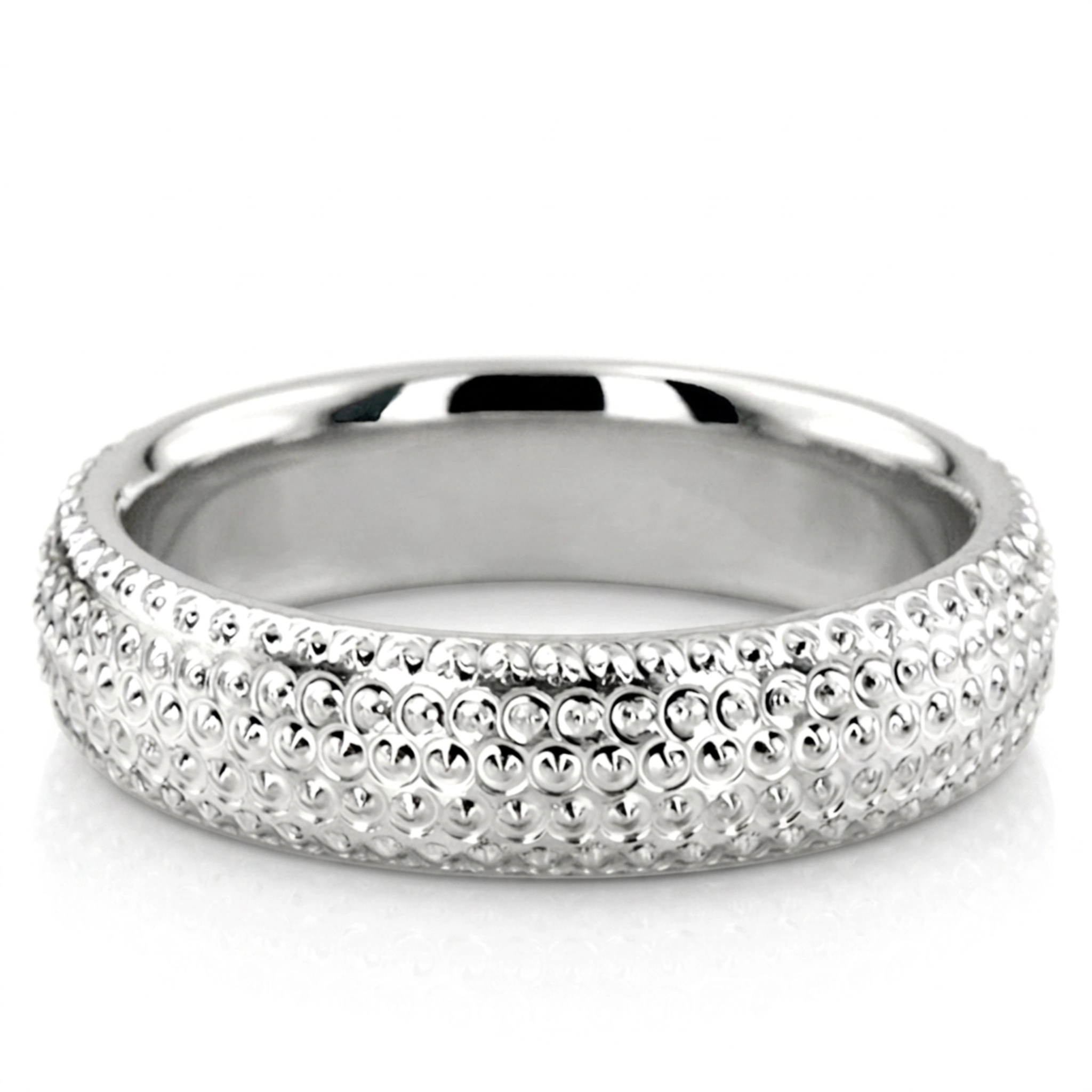 10K white gold 5mm. high polish Incised-Round-Wedding-Ring - main view