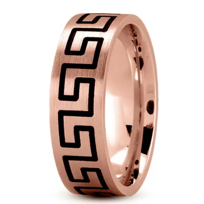 10K pink gold 7mm. satin Flat-Greek-Key-Wedding-Band - alternate view 3 thumbnail