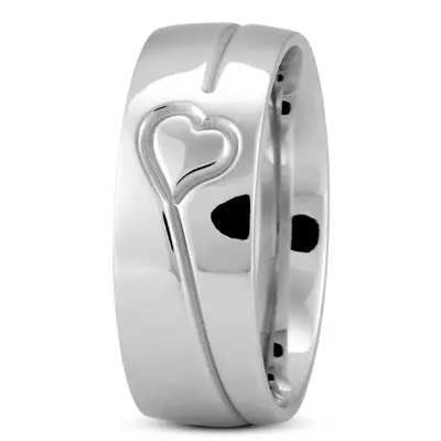 10K white gold 8mm. high polish Bestseller-Heart-Design-Wedding-Ring - alternate view 3 thumbnail